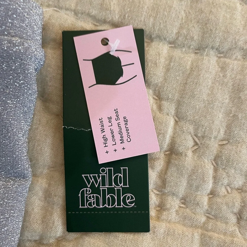 🩶 NWT Wild Fable Glittery Silver Swim Boy Shorts sz m 🩶 - Picture 2 of 6